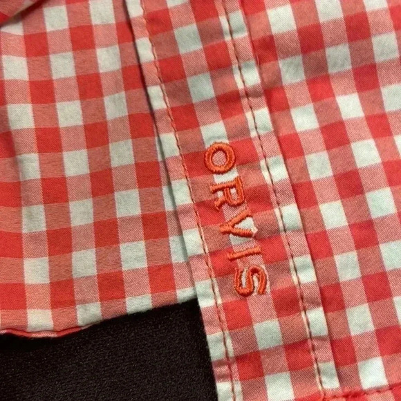 Orvis women’s button up collared blouse with 2 zippered pockets vented back - Picture 11 of 14